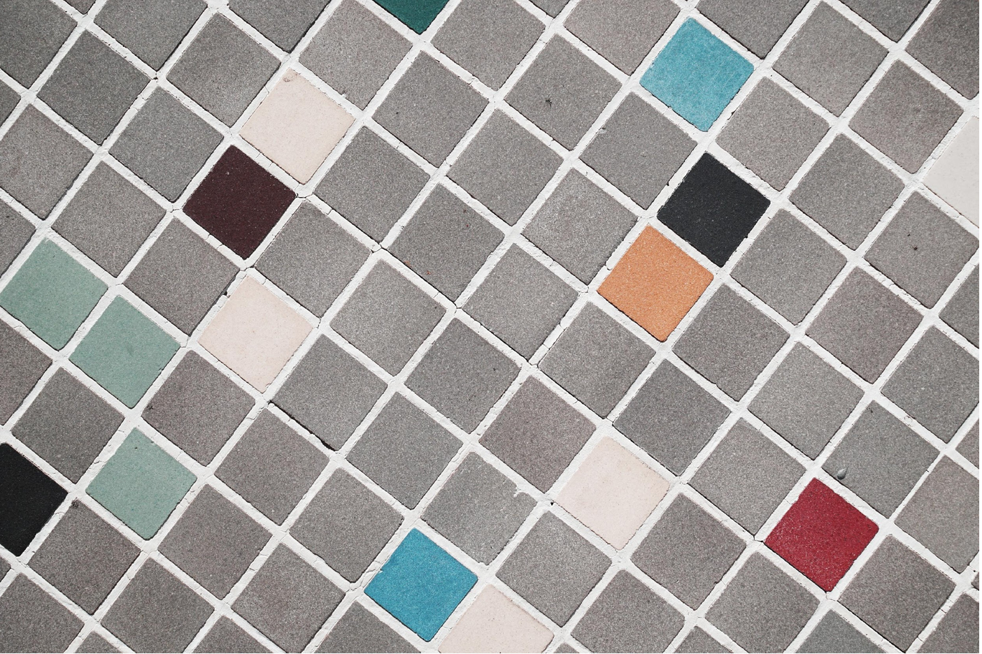 mismatched floor tiles