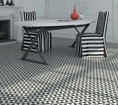 Black and white dining room
