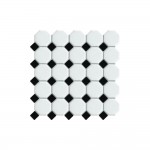 Octagon White on Black Matt & Gloss tile