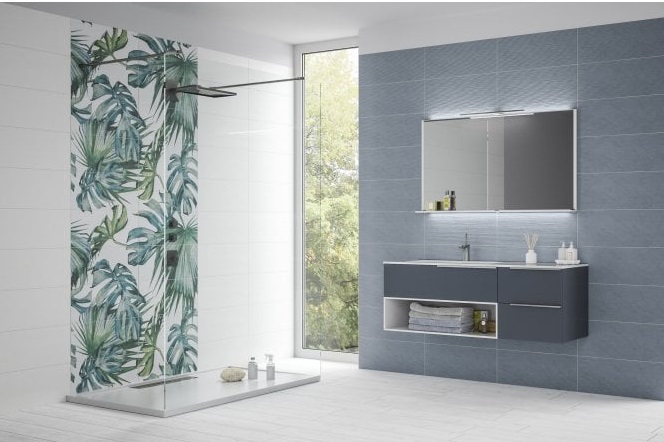 botanical print 3D tiles for bathrooms