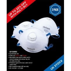 3 x Dust Mask FFP1 Approved Face Mask Valve Adjustable Strip Bacteria Filtration