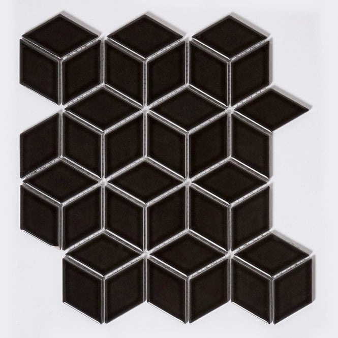 3D Gloss Black 30.5cm x 26.6cm (4.8cm x 4.8cm) Mosaic Tile