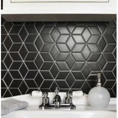 3D Matt Black 30.5cm x 26.6cm (4.8cm x 4.8cm) Mosaic Tile