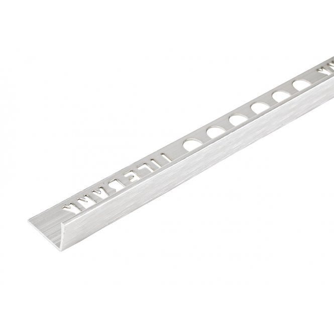 8mm Square Edge Brushed Silver Tile Trim 2.5m