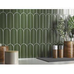 Alma Scale Green 8cm x 21.5cm Wall Tile