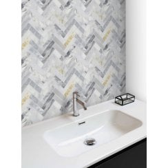 Arabescato Gold Honed Marble 28cm x 30.5cm Herringbone Mosaic Tile