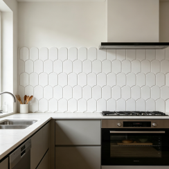 Arcs Plain Glossy White 29.7cm x 28.8cm (4.5cm x 8.6cm) Mosaic Tile