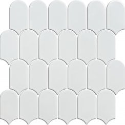 Arcs Plain Matt White 29.7cm x 28.8cm (4.5cm x 8.6cm) Mosaic Tile