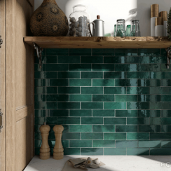 Artesano Moss Green 6.5cm x 20cm Wall Tile