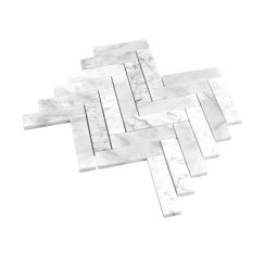 Bianco Venito Carrara Honed Marble 22.7cm x 28.1cm Herringbone Mosaic Tile