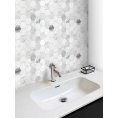 Bianco Venito Carrara Honed Marble 29.8cm x 30.5cm Hexagon Mosaic Tile