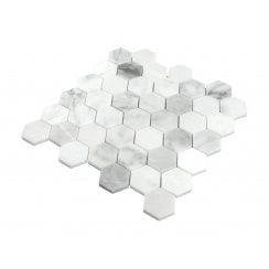 Bianco Venito Carrara Honed Marble 29.8cm x 30.5cm Hexagon Mosaic Tile