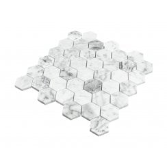 Bianco Venito Statuario Honed Marble 29.8cm x 30.5cm Hexagon Mosaic Tile