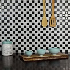 Black and White Chequer Gloss (2.3cm x 2.3cm) 30cm x 30cm Mosaic Tile