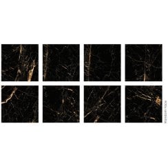 Black & Gold Marble Effect 60cm x 60cm Wall & Floor Tile