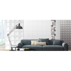 Block White 12.6cm x 38.2cm Wall Tile