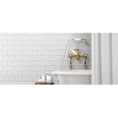 Block White 12.6cm x 38.2cm Wall Tile