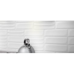 Block White 12.6cm x 38.2cm Wall Tile