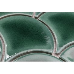 Bottle Green Crackle 27.3cm x 25.9cm (7.3mm x 7.3mm) Fan Mosaic Tile