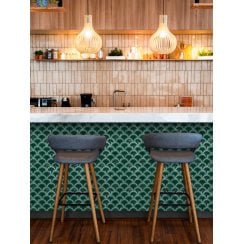 Bottle Green Crackle 27.3cm x 25.9cm (7.3mm x 7.3mm) Fan Mosaic Tile