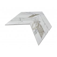 Calacatta Gold Honed & Polished Marble 26.2cm x 43.1cm Chevron Mosaic Tile