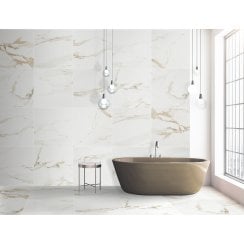 Calacatta Gold Satin Floor and Wall Porcelain Tiles  60cm x 60cm Marble Effect Tiles