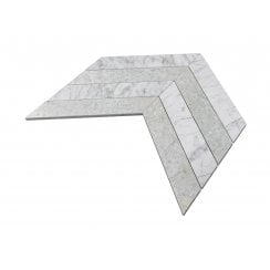 Carrara & Forest Green Honed Marble 26.2cm x 43.1cm Chevron Mosaic Tile