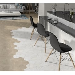 Carrara Hexagon White 17.5cm x 20cm Wall & Floor Tile