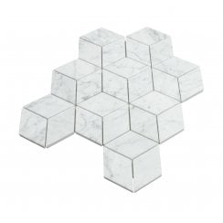 Carrara Honed Marble 29.8cm x 26cm Rhombus Mosaic Tile