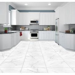 Carrara White Matt Marble Effect Rectified Porcelain 60cm x 60cm  Wall & Floor Tile