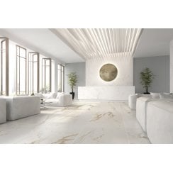 Carrera Gold Marble Effect Rectified Large Matt Porcelain 60cm x 120cm Floor Tile