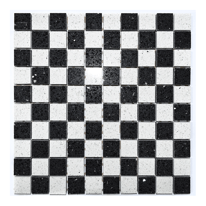 Chequerboard  Quartz Mosaic (2.5cm x 2.5cm) 30cm x 30cm Wall & Floor Tile