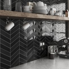 Chevron Black Left 18.6 x 5.2cm Wall Tile PER BOX
