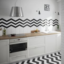 Chevron Black Left 18.6 x 5.2cm Wall Tile PER BOX
