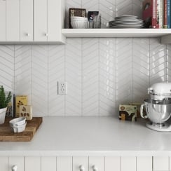 Chevron Cream Left 18.6 x 5.2cm Wall Tile PER BOX