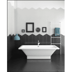 Chevron Gloss Black 31.85cm x 22.4cm (4.5cm x 18cm) Mosaic Tile