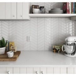 Chevron Gloss White 31.85cm x 22.4cm (4.5cm x 18cm) Mosaic Tile