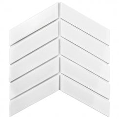 Chevron Gloss White 31.85cm x 22.4cm (4.5cm x 18cm) Mosaic Tile