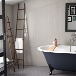 Chevron Greige Left 18.6 x 5.2cm Wall Tile PER BOX