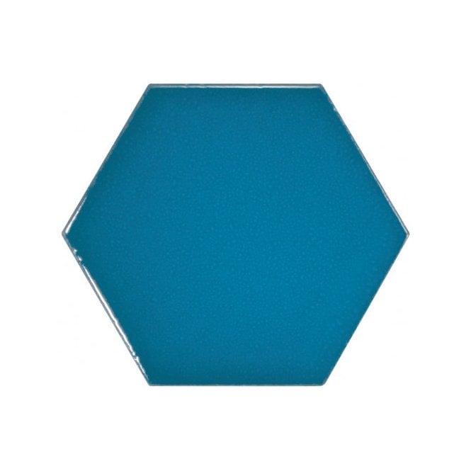 Chevron Hexagon Electric Blue 12.4cm x 10.7cm Wall Tile PER BOX
