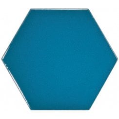 Chevron Hexagon Electric Blue 12.4cm x 10.7cm Wall Tile PER BOX