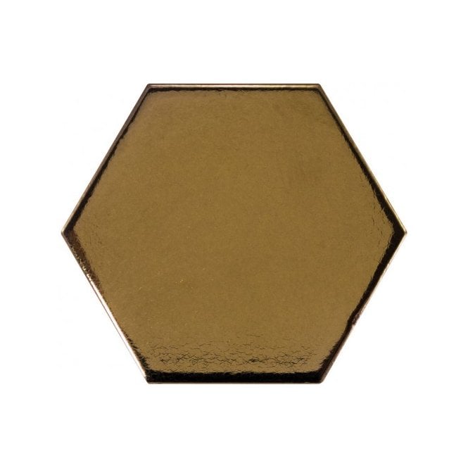 Chevron Hexagon Metallic Gold 12.4cm x 10.7cm Wall Tile (Box Deal)