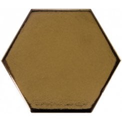 Chevron Hexagon Metallic Gold 12.4cm x 10.7cm Wall Tile (Box Deal)