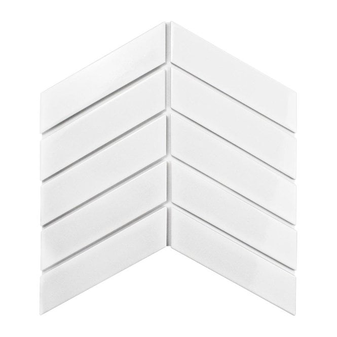 Chevron Matt White 31.85cm x 22.4cm (4.5cm x 18cm) Mosaic Tile
