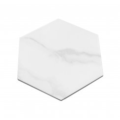 Cipriani Hexagon White Marble Effect Matt Porcelain 20cm x 24cm Wall and Floor Tile