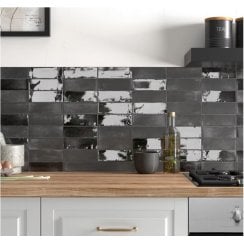 Coco Black Hat 5cm x 15cm Wall Tile