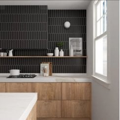 Costa Nova Matt Black 5cm x 20cm Wall Tile