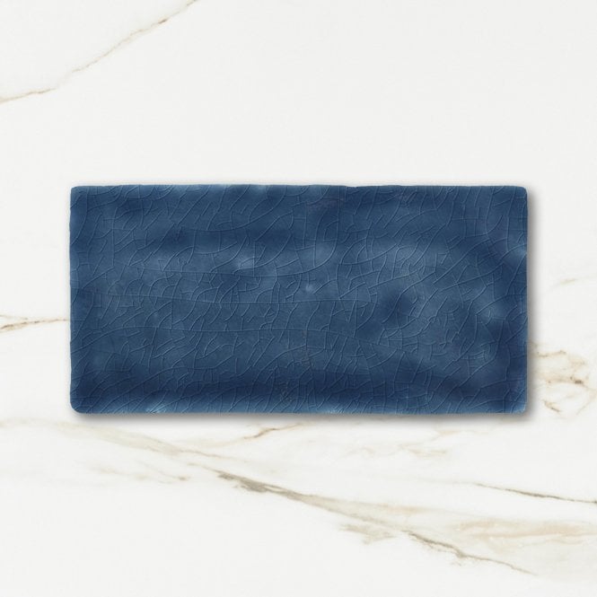 Crackle Glaze Chelsea Blue 7.5cm x 15cm Wall Tile