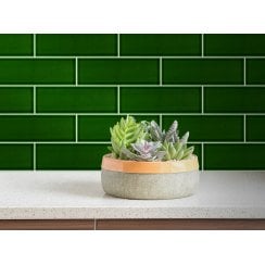 Crackle Glaze Victorian Green 10cm x 30cm Wall Tile