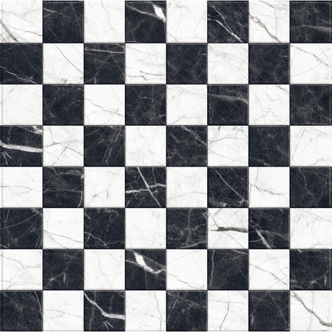 Darwin Black and White Marble-Effect Anti-Slip 40cm x 40cm Wall and Floor Tile